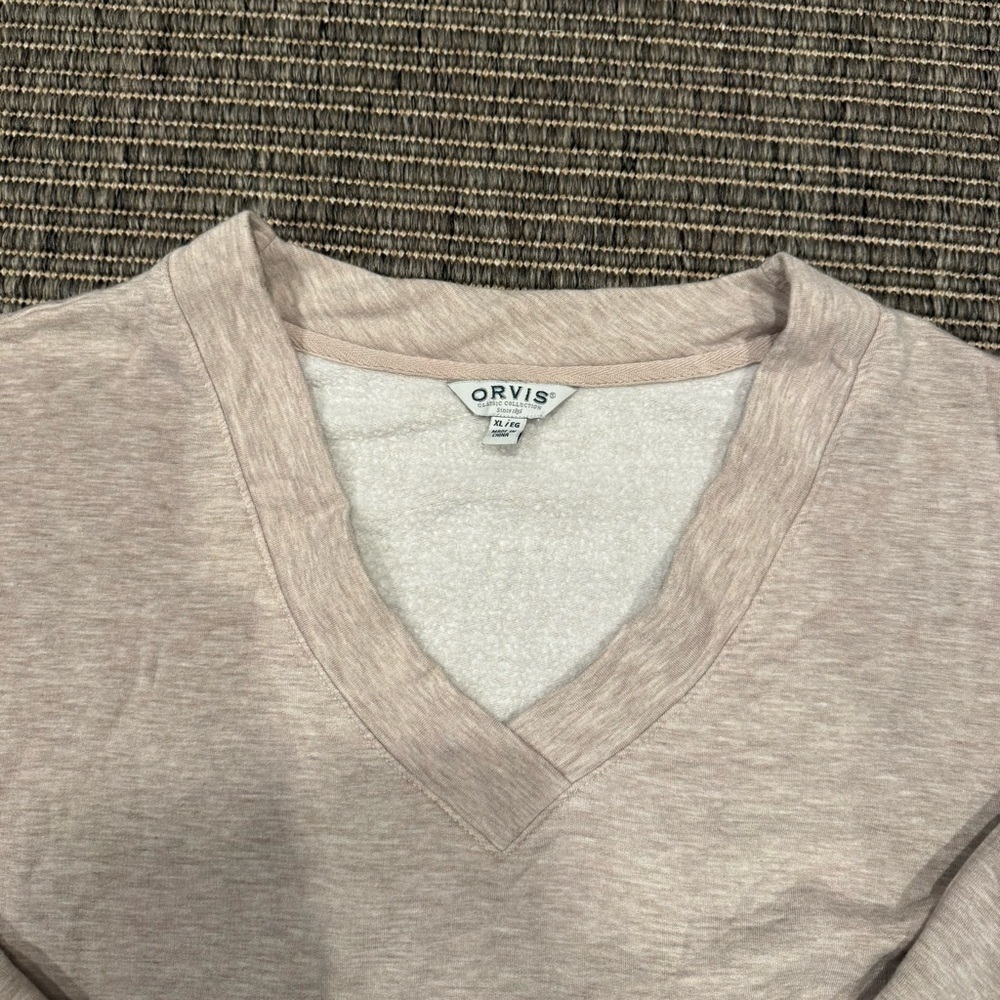 Orvis Oatmeal Colored V-Neck Sweatshirt - Picture 3 of 5